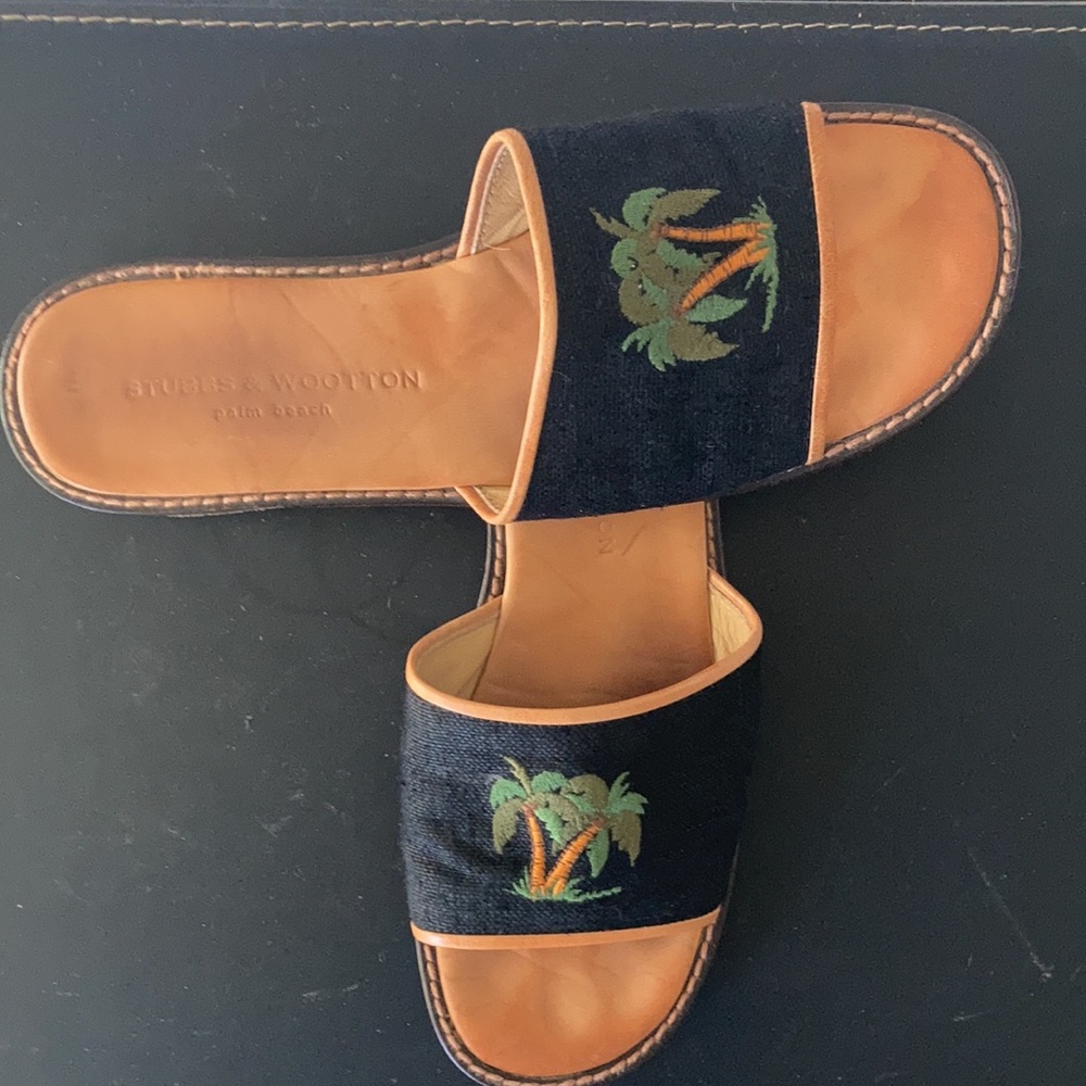 Stubbs & Wootton Black Slides 9.5 - Picture 2 of 6